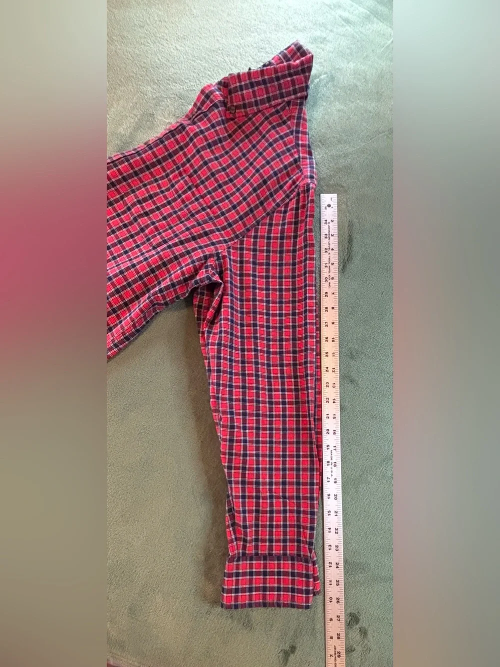 J. Crew Red and Navy Plaid Brushed Twill Button-Down Shirt, Size: L (6531)